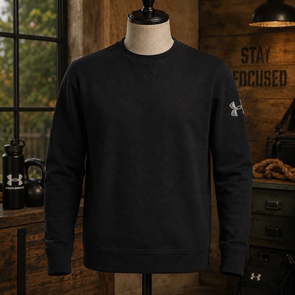 Under Armour Storm ColdGear Charged Cotton Crewneck Sweatshirt Mens M Black